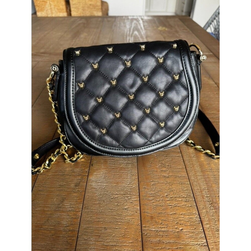 C Wonder Christian Siriano Black Quilted Frenchie Stud Purse